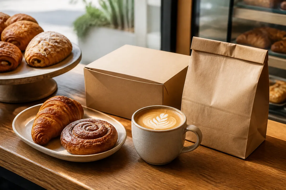 Café servido junto a una pieza de pan dulce